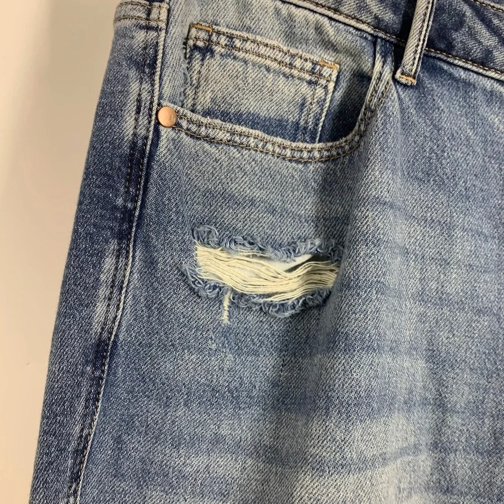 Judy Blue Womens Straight Distressed Jeans High Rise Straight Leg Raw Hem SZ 14W